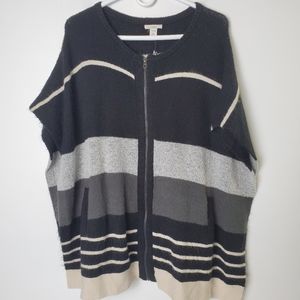Caslon Zip Poncho Cape Sweater
